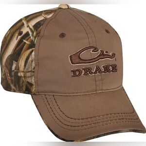 Drake Waterfowl Systems Camo Strapback Hat Brown Logo Hunting Cap OSFM